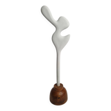 Biomorphic-inspired sculpture, on an industrial wooden base, 37 cm