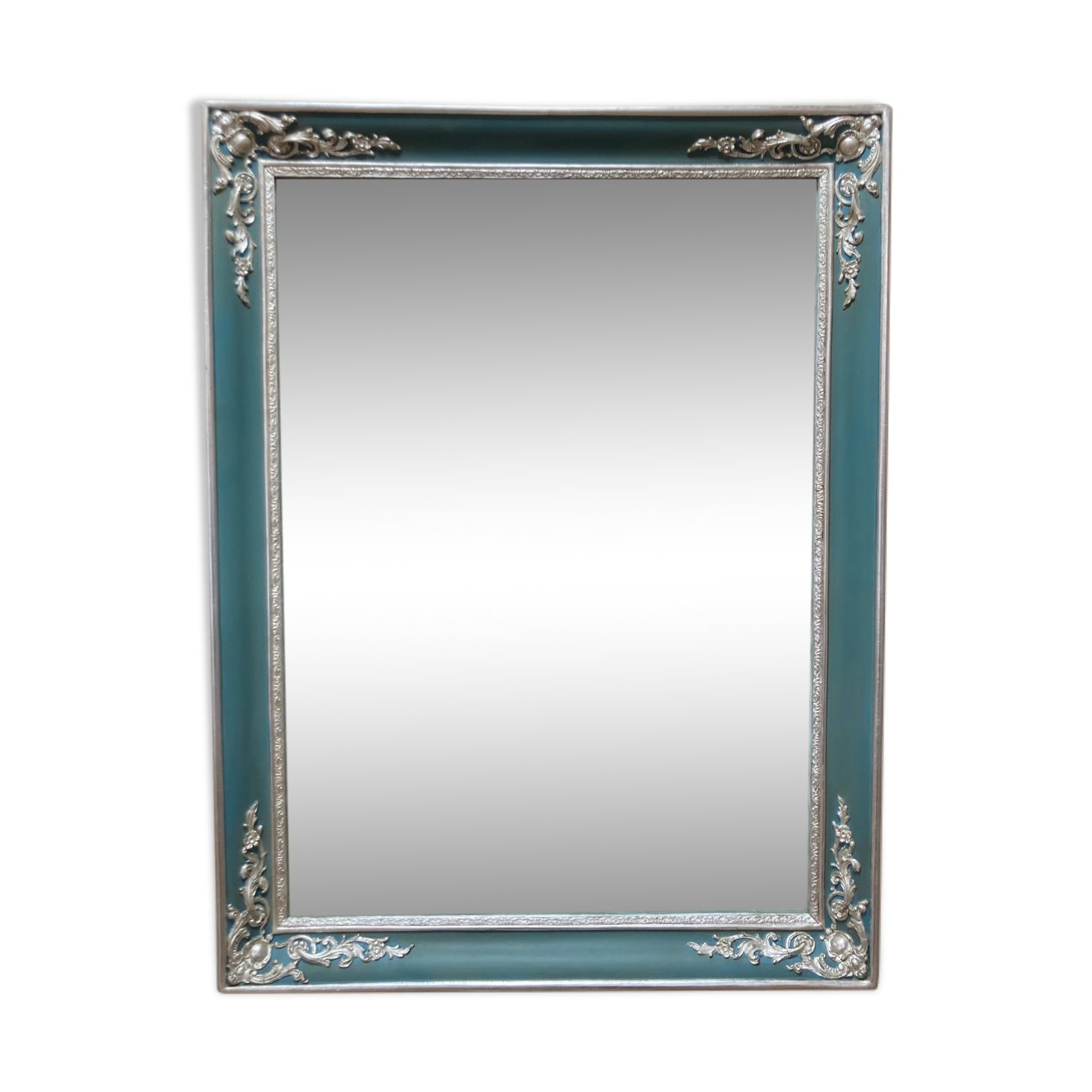 Old mirror silver and blue 79x60cm