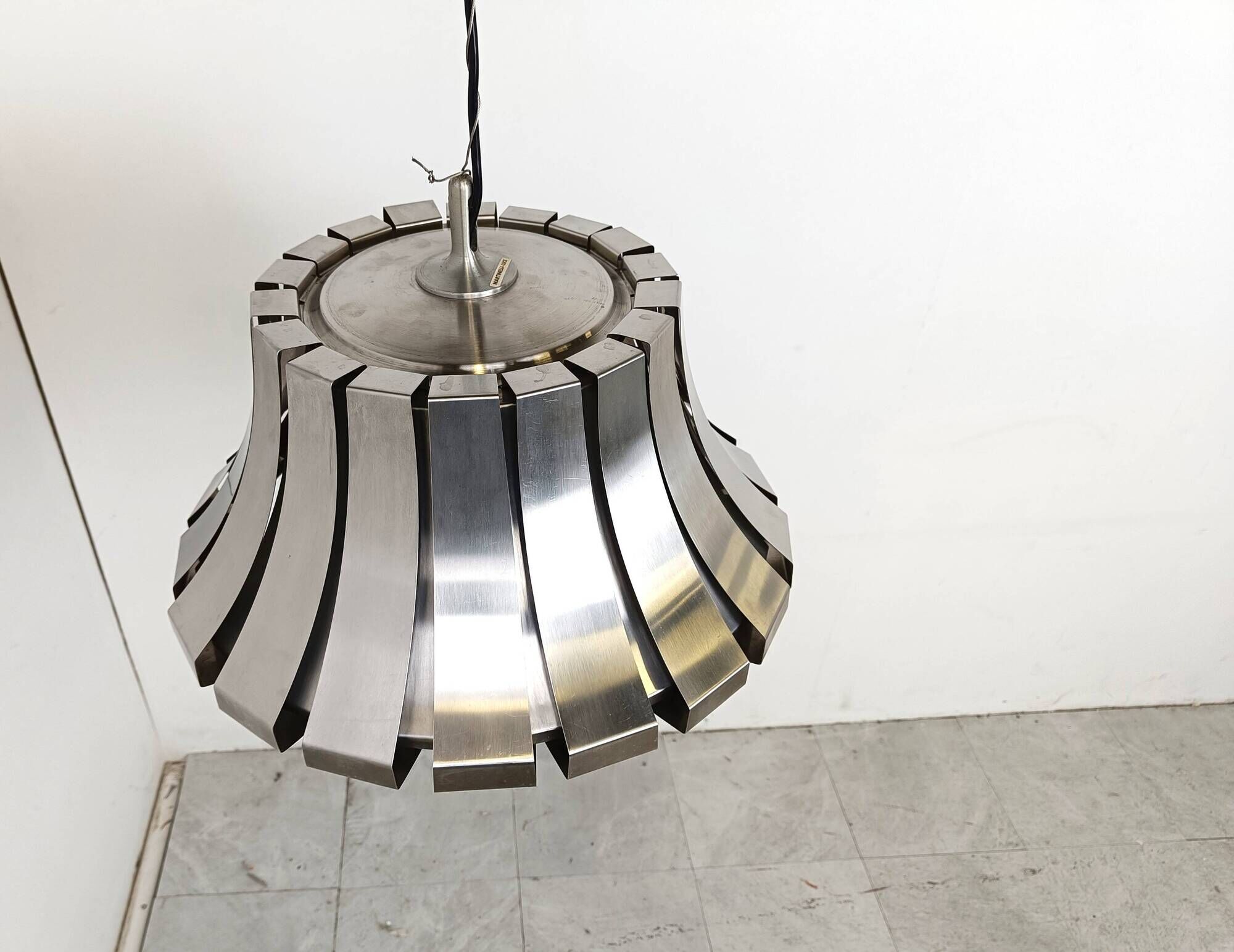 Mid-Century Steel Suspension Lamp by E. Martinelli for Martinelli Luce, Italy, 1960s