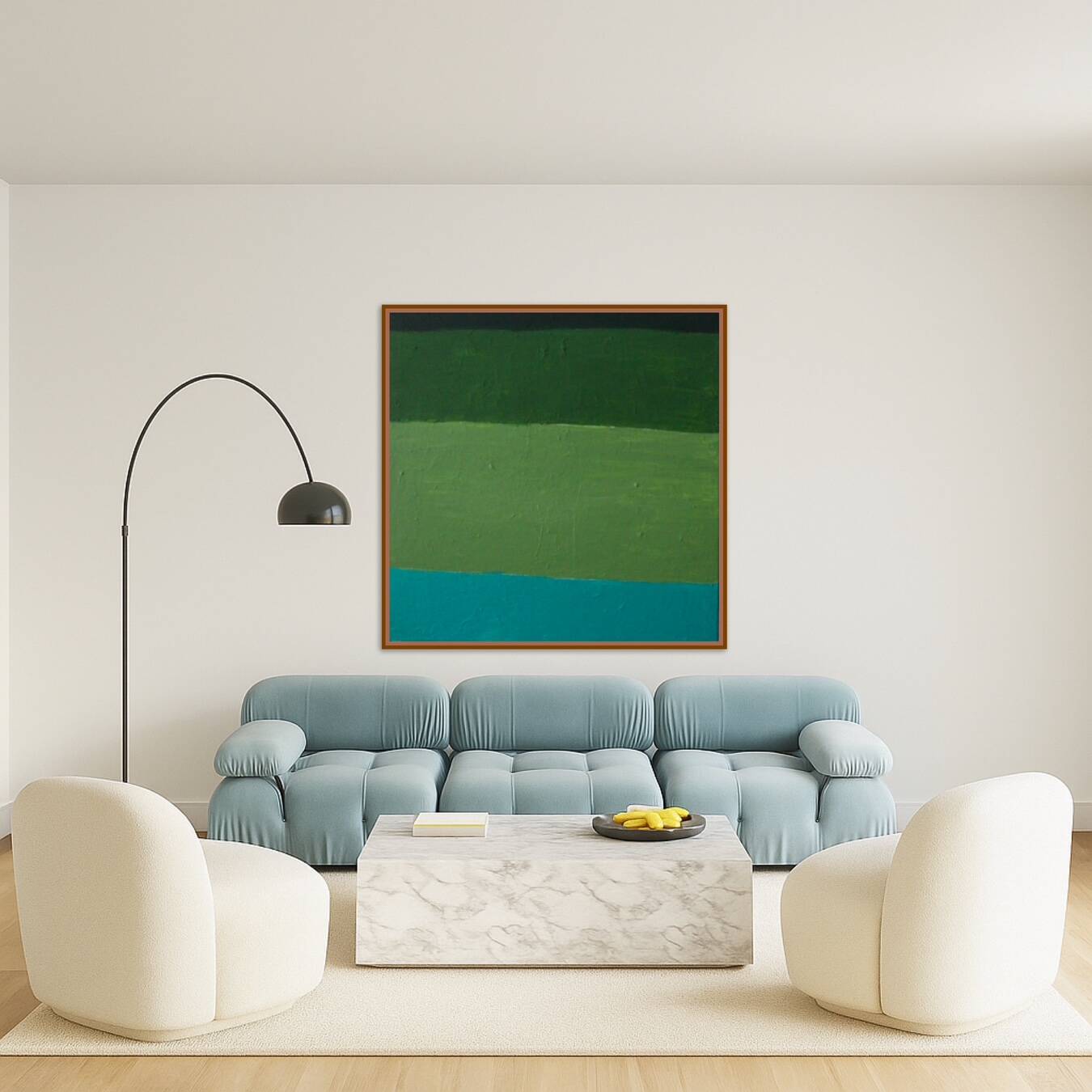 Abstract on canvas 100x100x4cm "Green Softness"