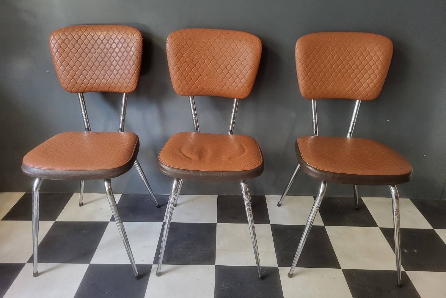 Bistro kitchen chairs in faux leather LOIRE SIEGES Vintage