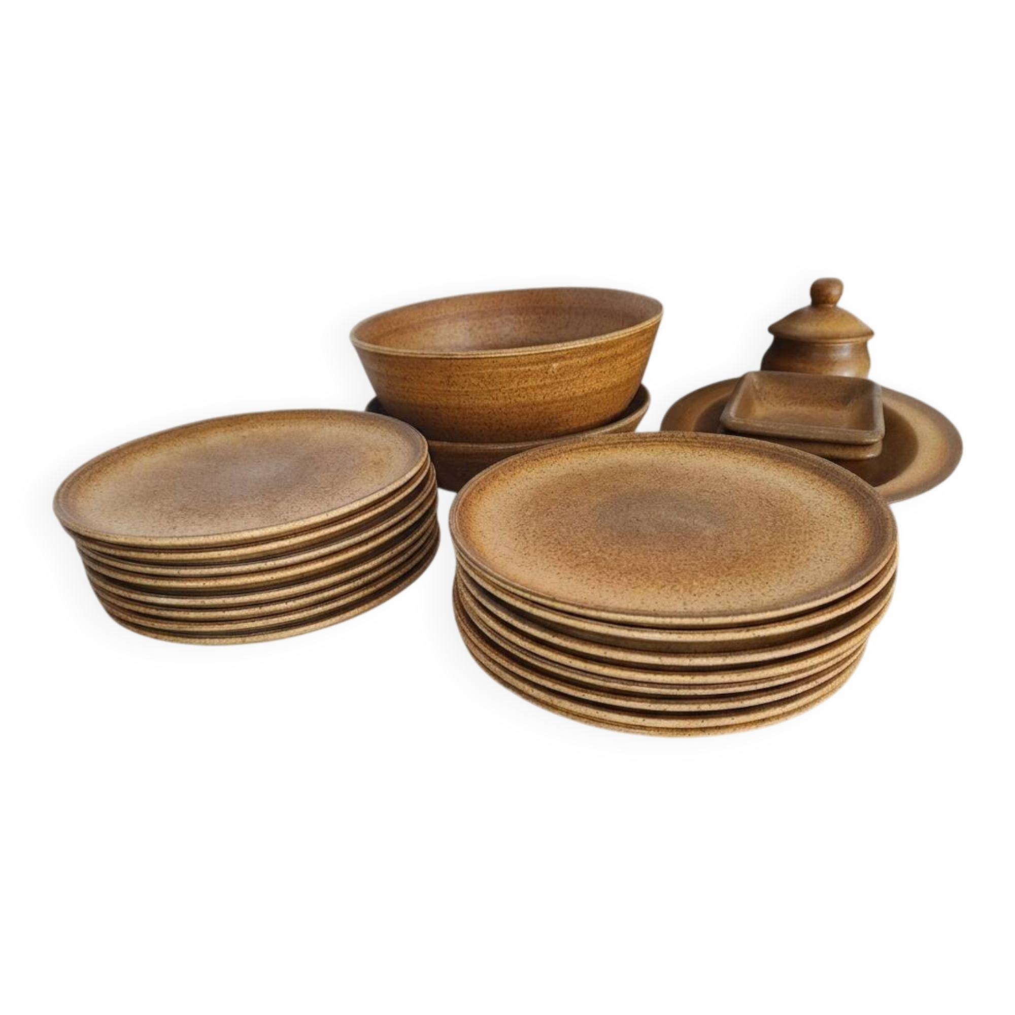 Vintage speckled glazed stoneware table service – 1970s