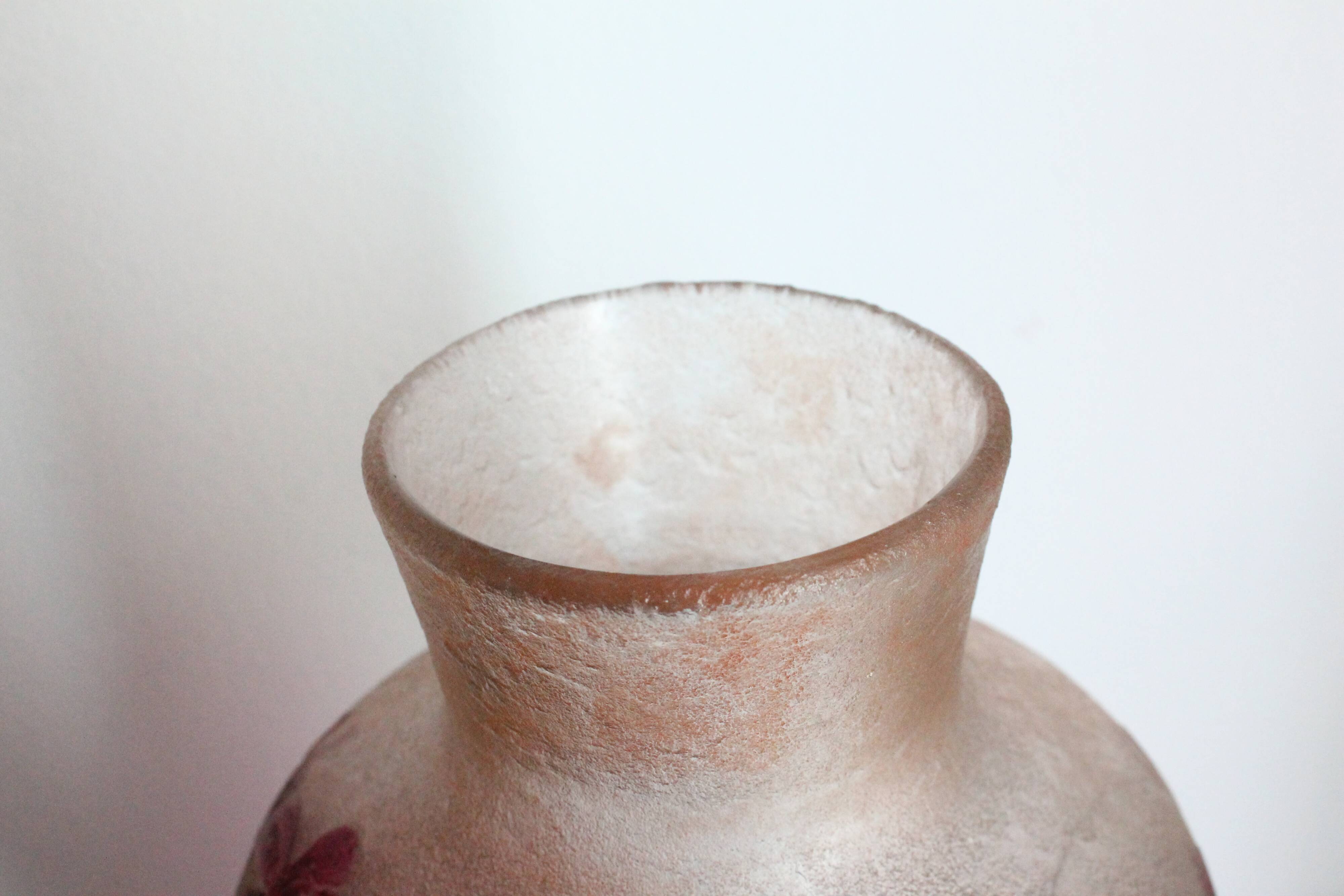 François Théodore Legras ovoid vase with floral decoration, Rubis Art Nouveau series.