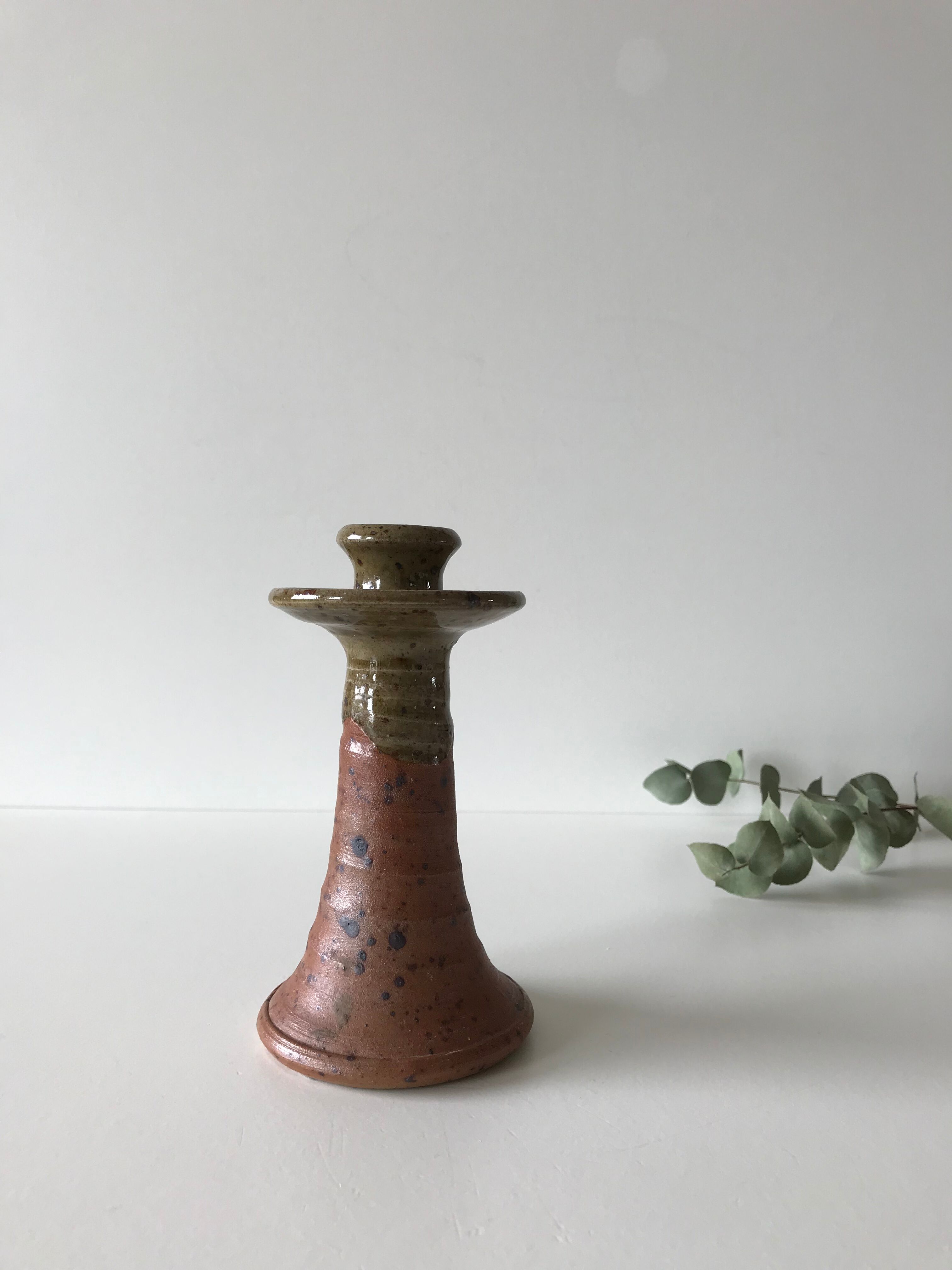 Stoneware vintage candlestick
