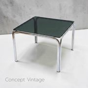 Vintage 70s coffee table - Chrome & smoked glass