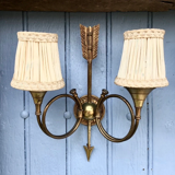 French neoclassical antique wall sconces  highly detailed with hunting horn and arrow motif hunting