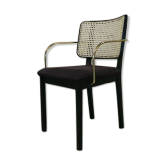 Black canning chair armrest velvet grey chic