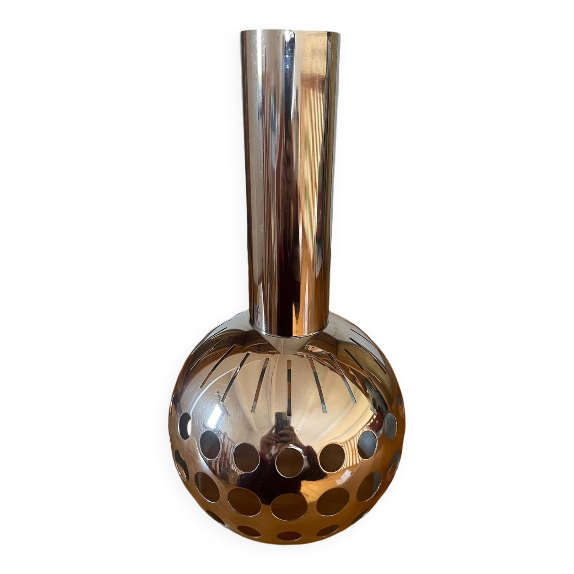 Suspension vintage luminaire chromé seventies