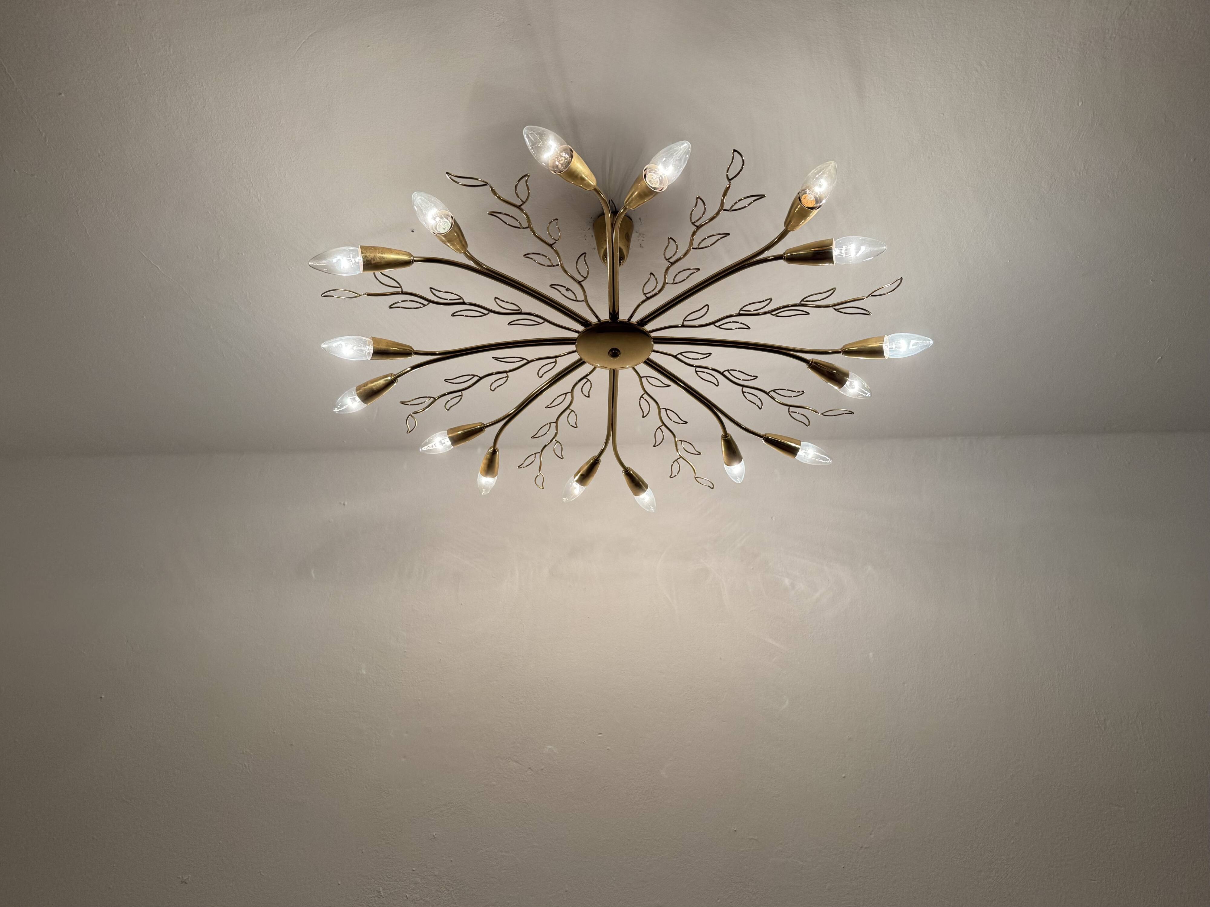 Large Austrian Brass Chandelier by Rupert Nikoll