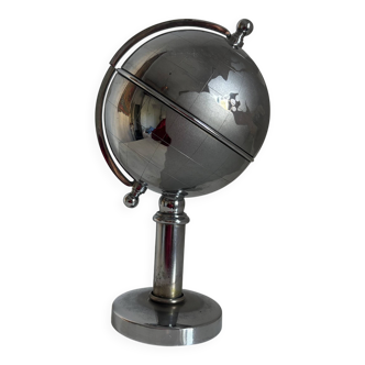 Vintage 1960 cigarette case world map chrome dispenser - 22 x 13 cm