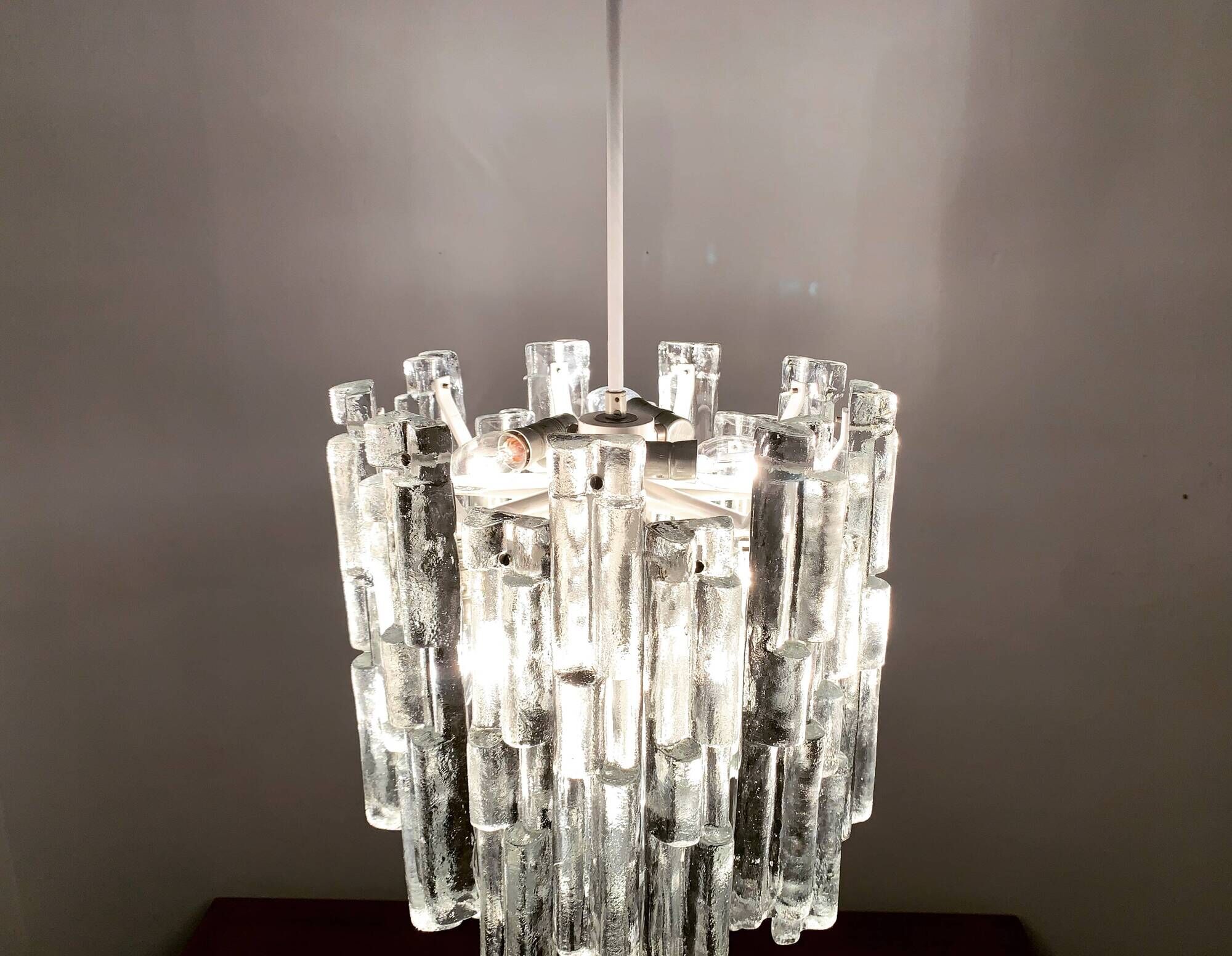 Large Ice Glass Chandelier by J.T. Kalmar