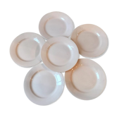 Lot de 6 assiettes plates Digoin Sarreguemines rose pâle années 50