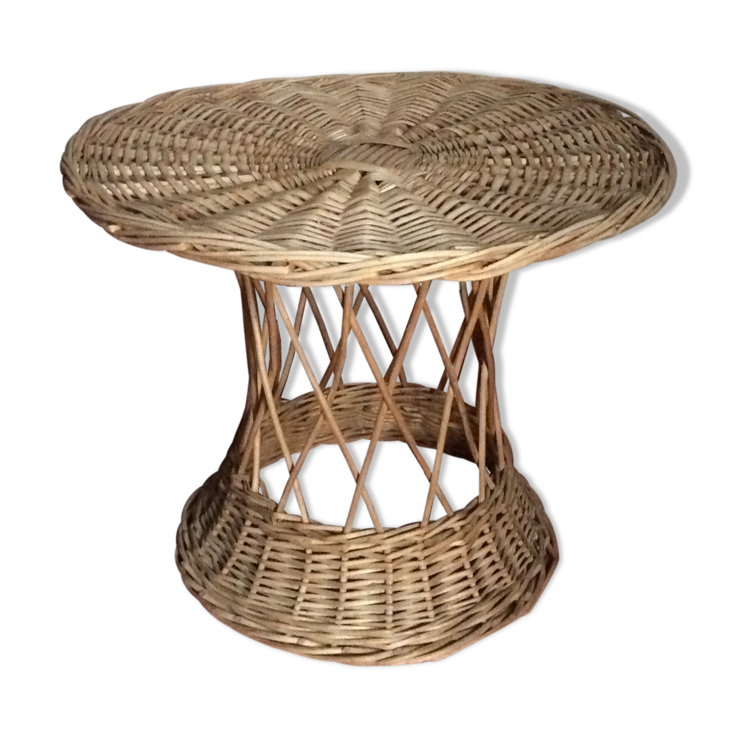Table ronde en rotin vintage | Selency