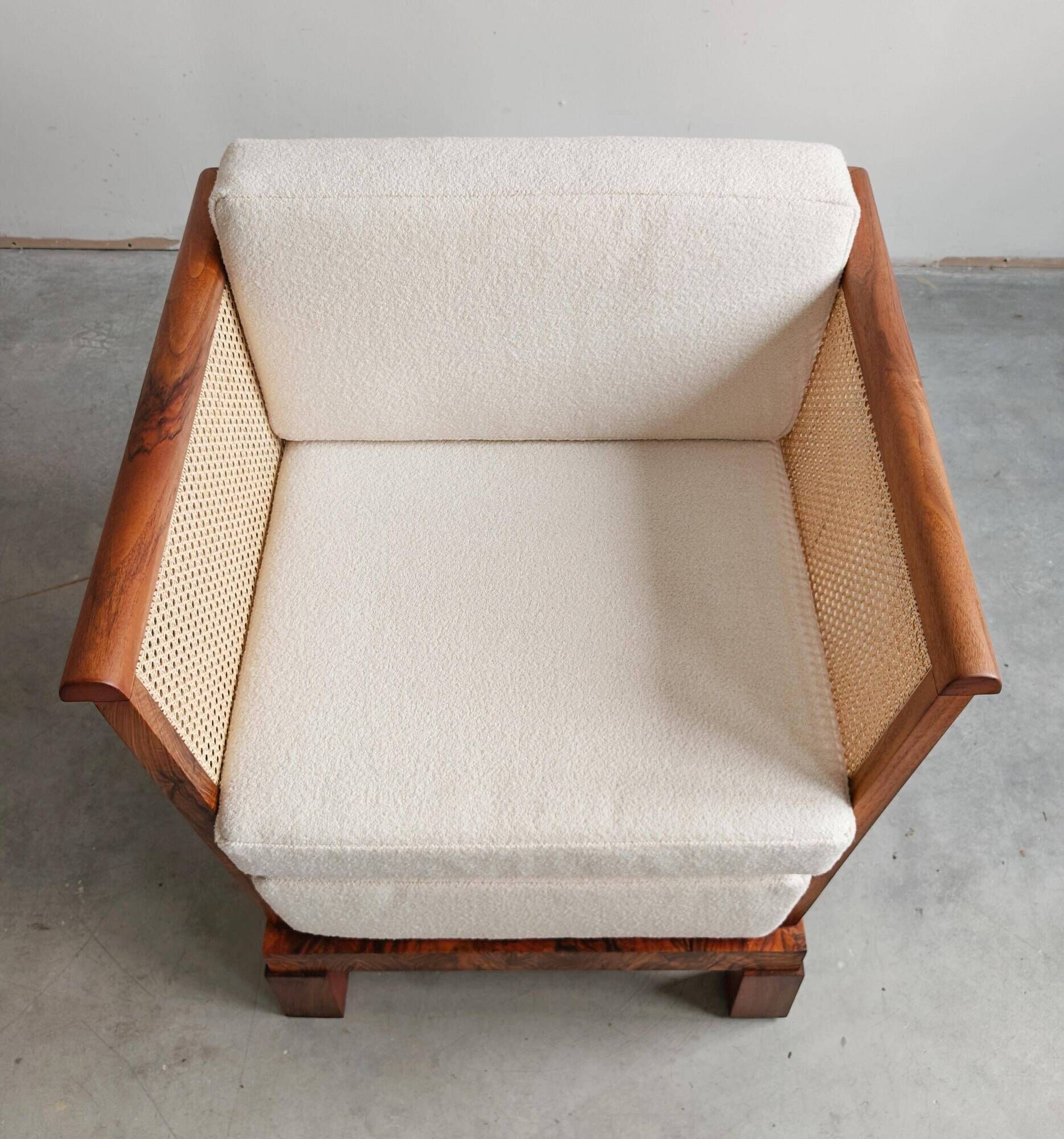 Art Deco club chair in walnut and cane, Austria 1920s