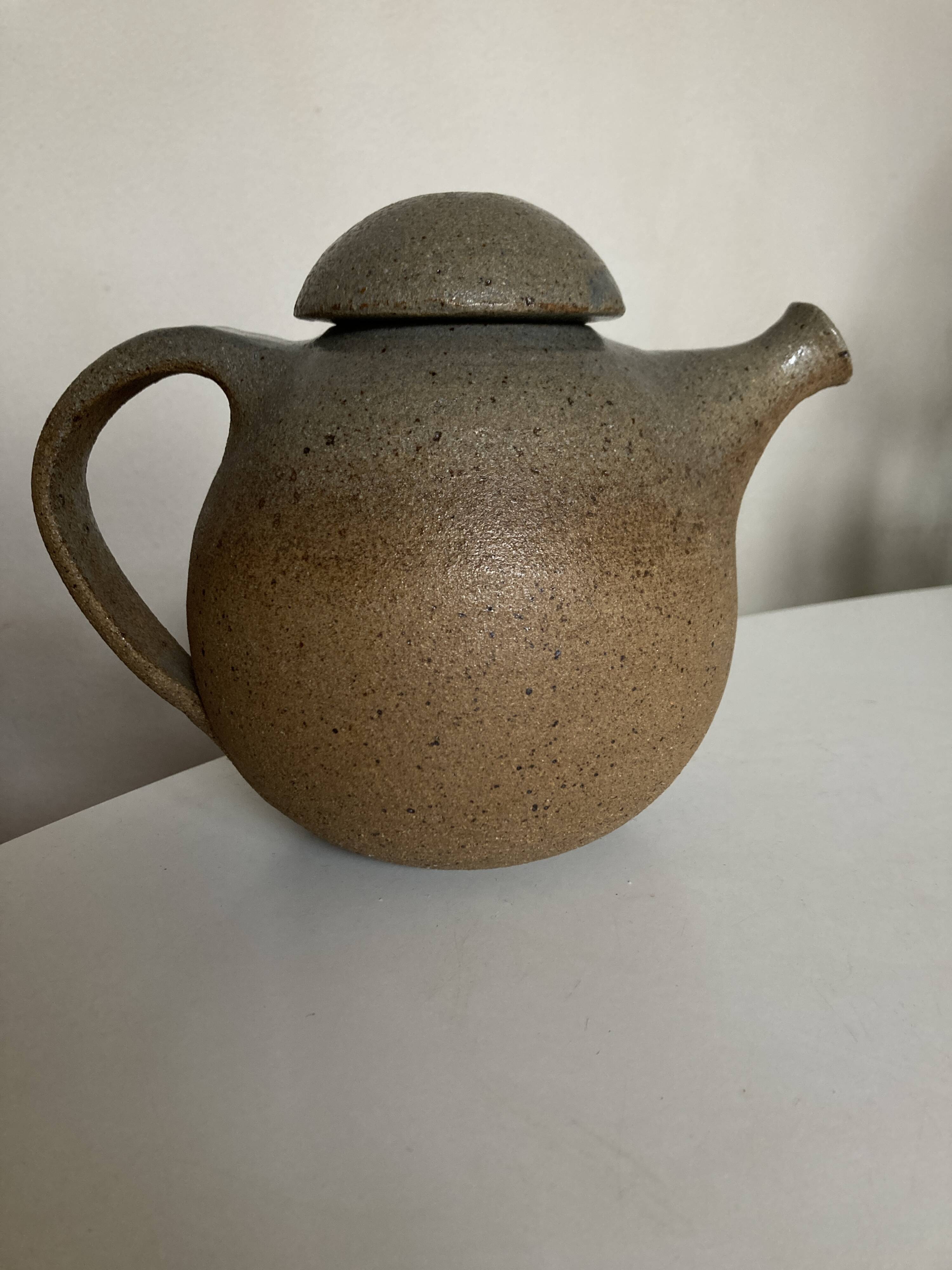 1960 modernist teapot in pottery stoneware