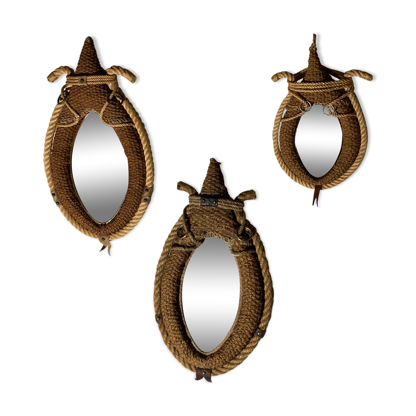Set of 3 rope mirrors in the spirit of "Audoux and Minet"