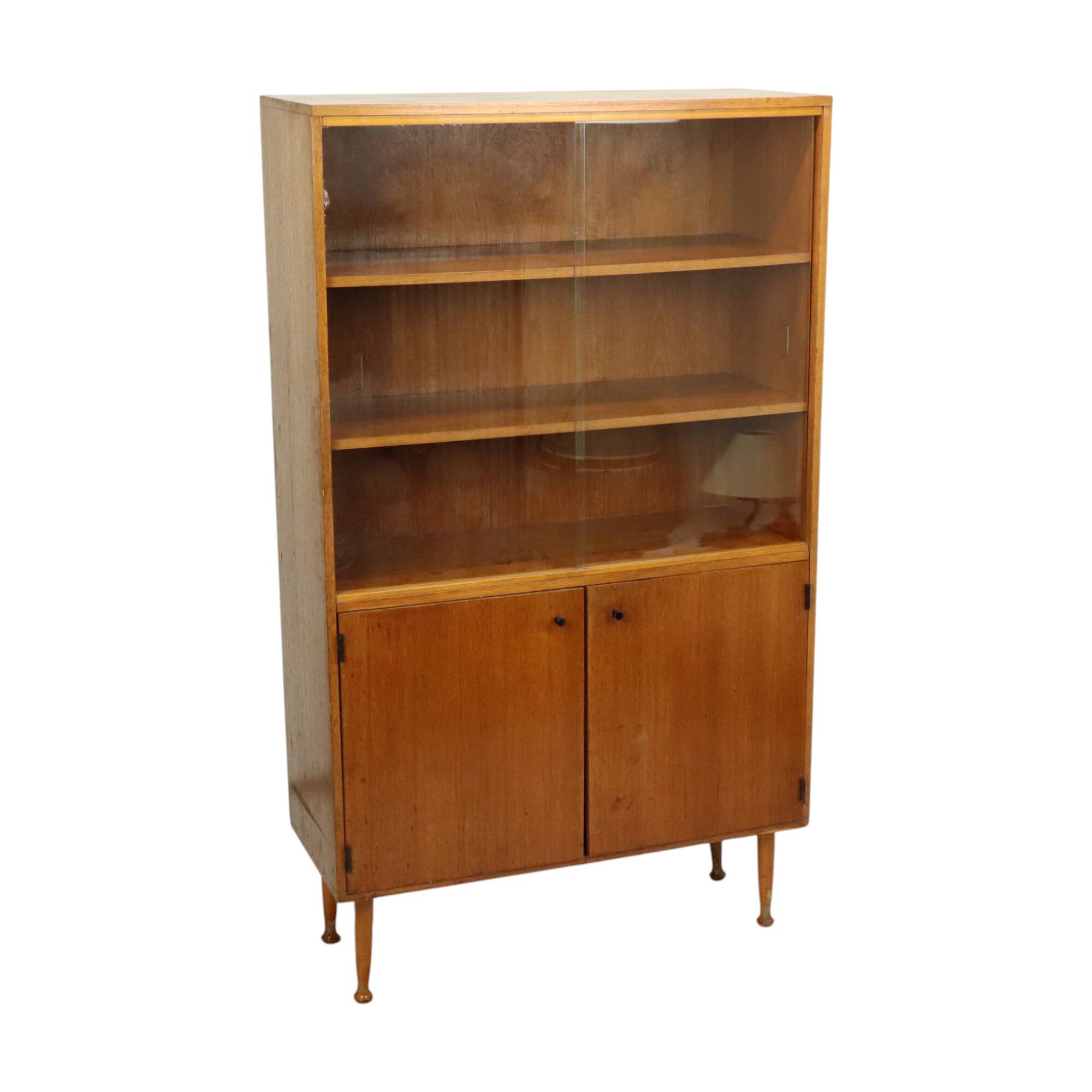 Vintage teak veneer sideboard, display cabinet, Scandinavian design