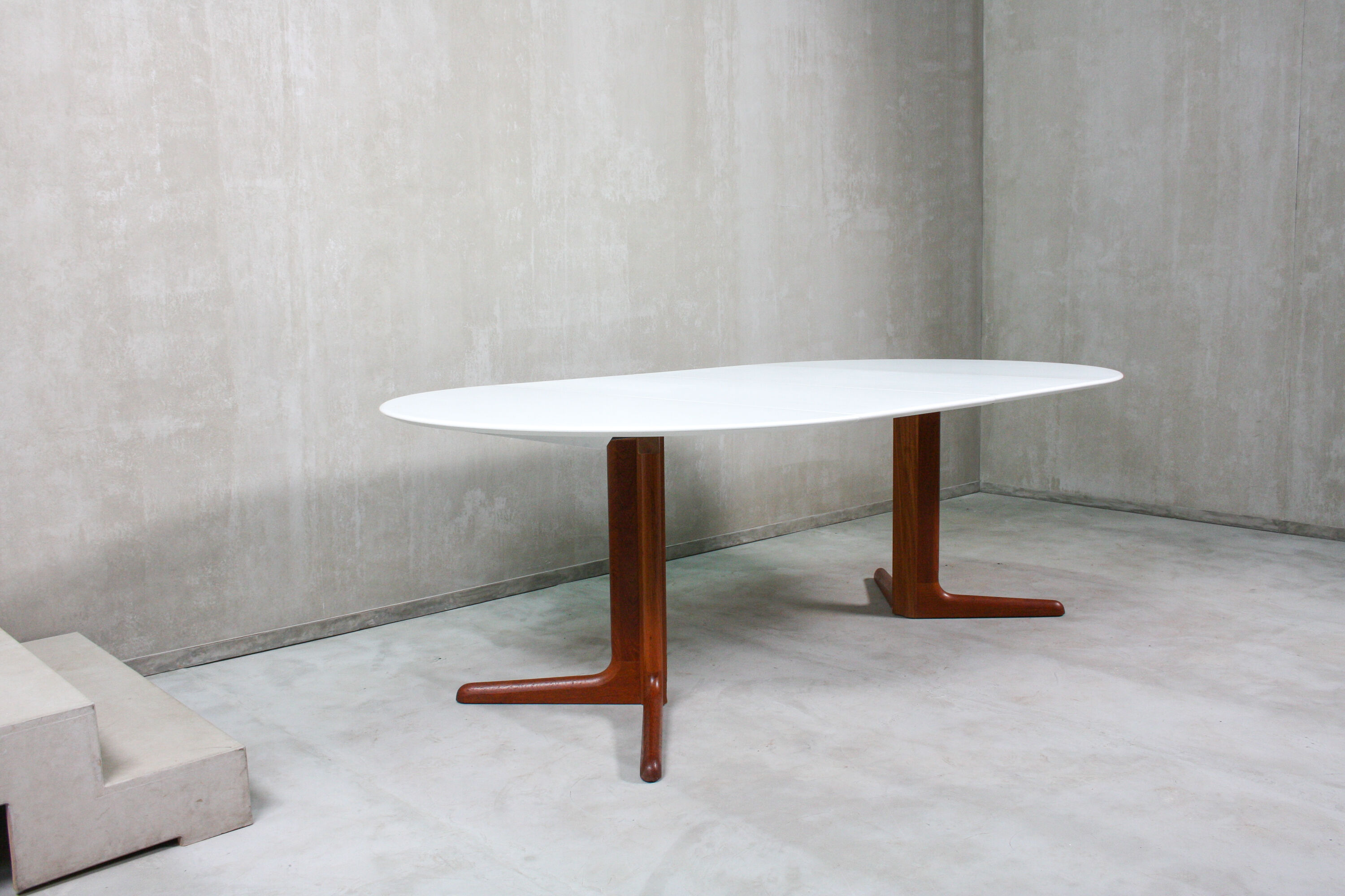 Round danish teak & white dining table, 1960s