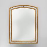 Mirror by Deknudt with marbled fume glass side panels in gilded wooden fram