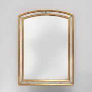 Mirror by Deknudt with marbled fume glass side panels in gilded wooden fram