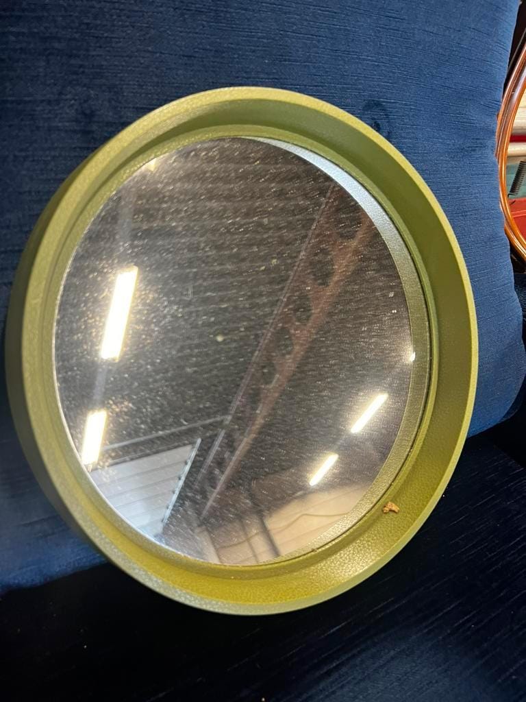 Miroir mural rond vintage vert citron