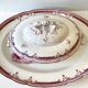 Vegetable dish, Fine Earthenware, Paris, France, Pink Crests, B&Cie Barluet, Creil