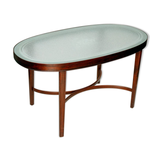 Coffee table in beech with glass top Denmark 1940s