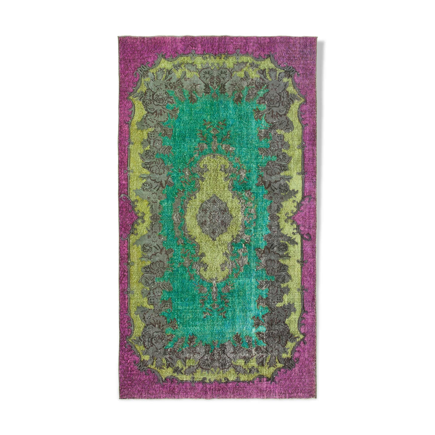 Hand-knotted oriental 1980s 171 cm x 307 cm green carpet