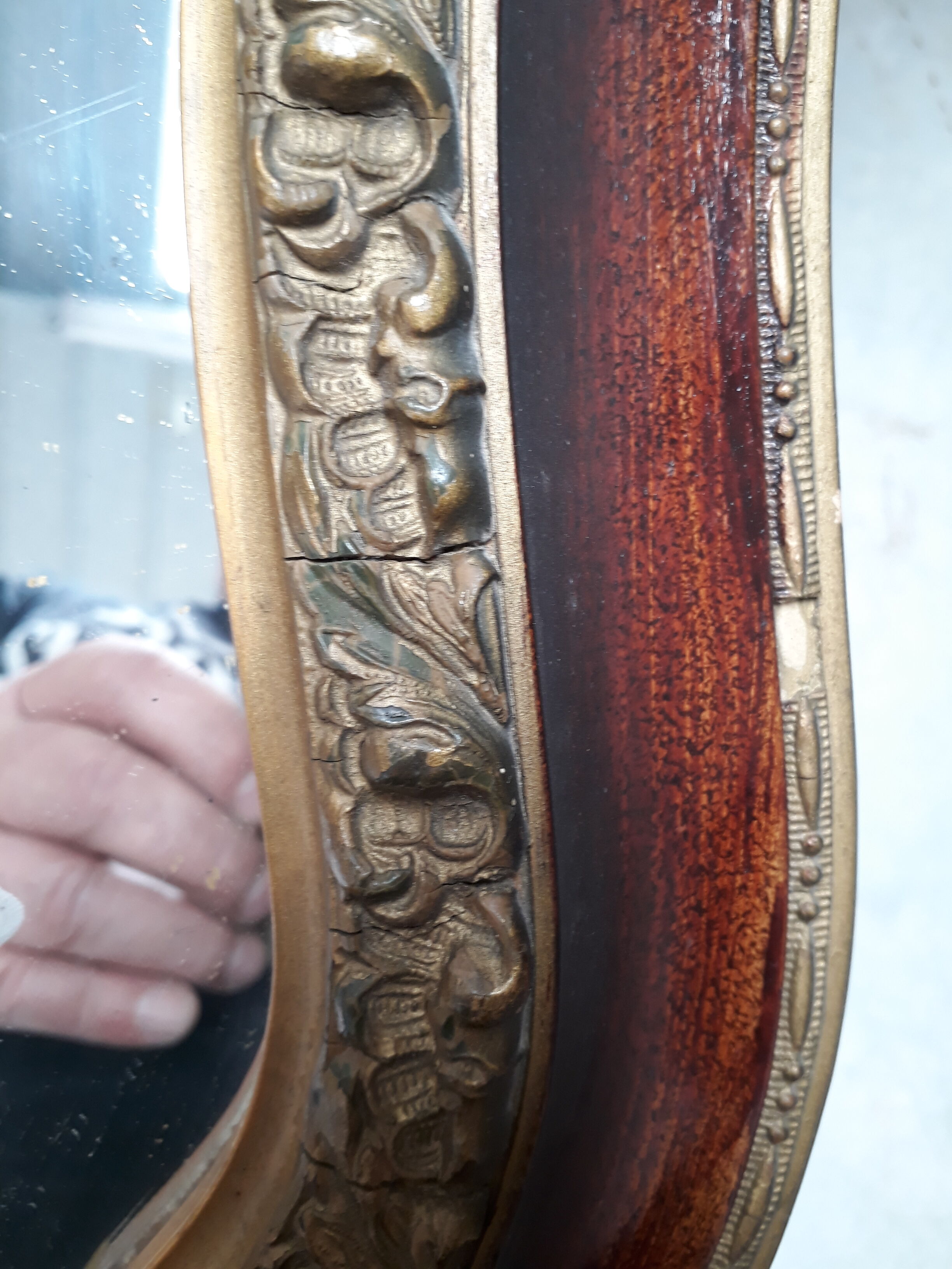 Miroir gravé vintage 1920 - 52x67cm