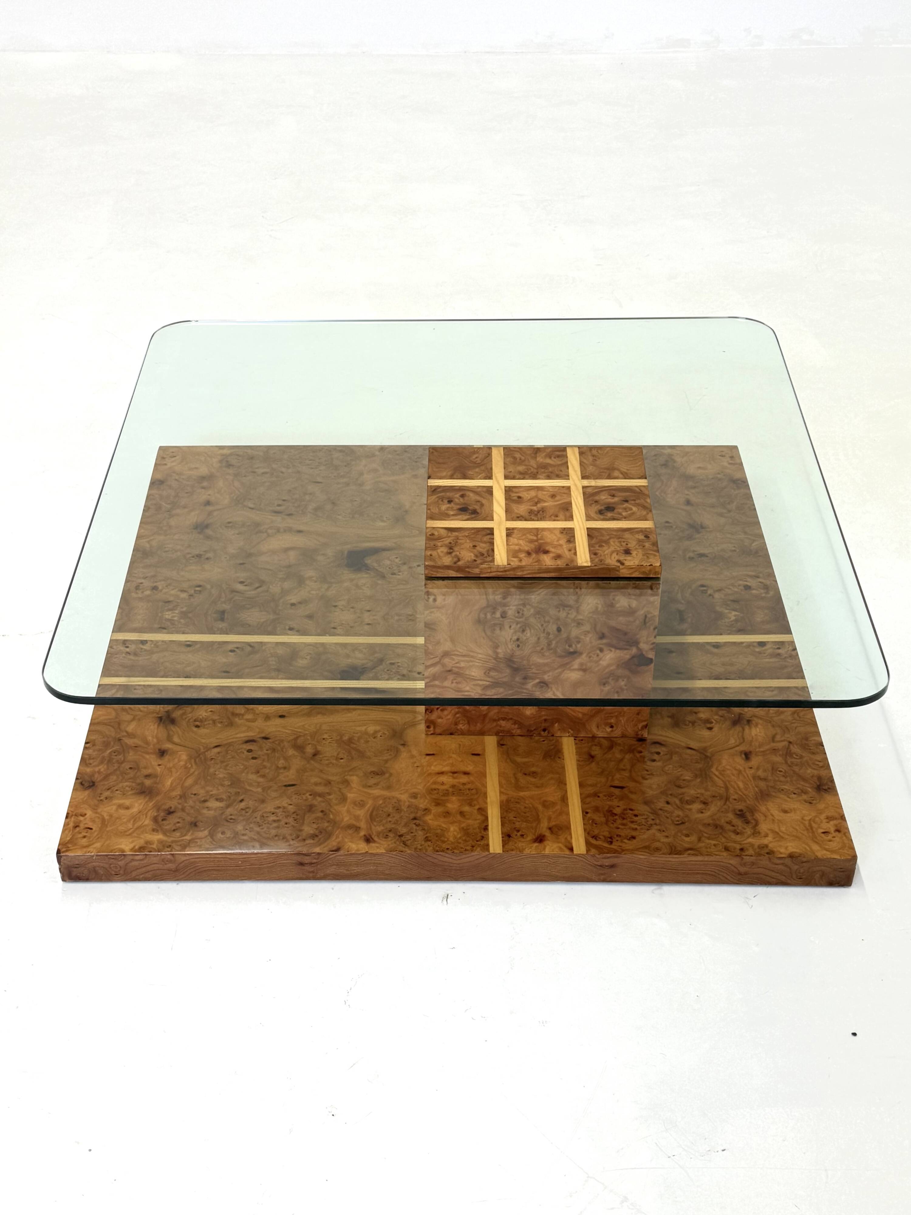 Table basse vintage de Smania en bois de ronce