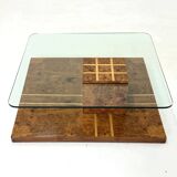 Table basse vintage de Smania en bois de ronce