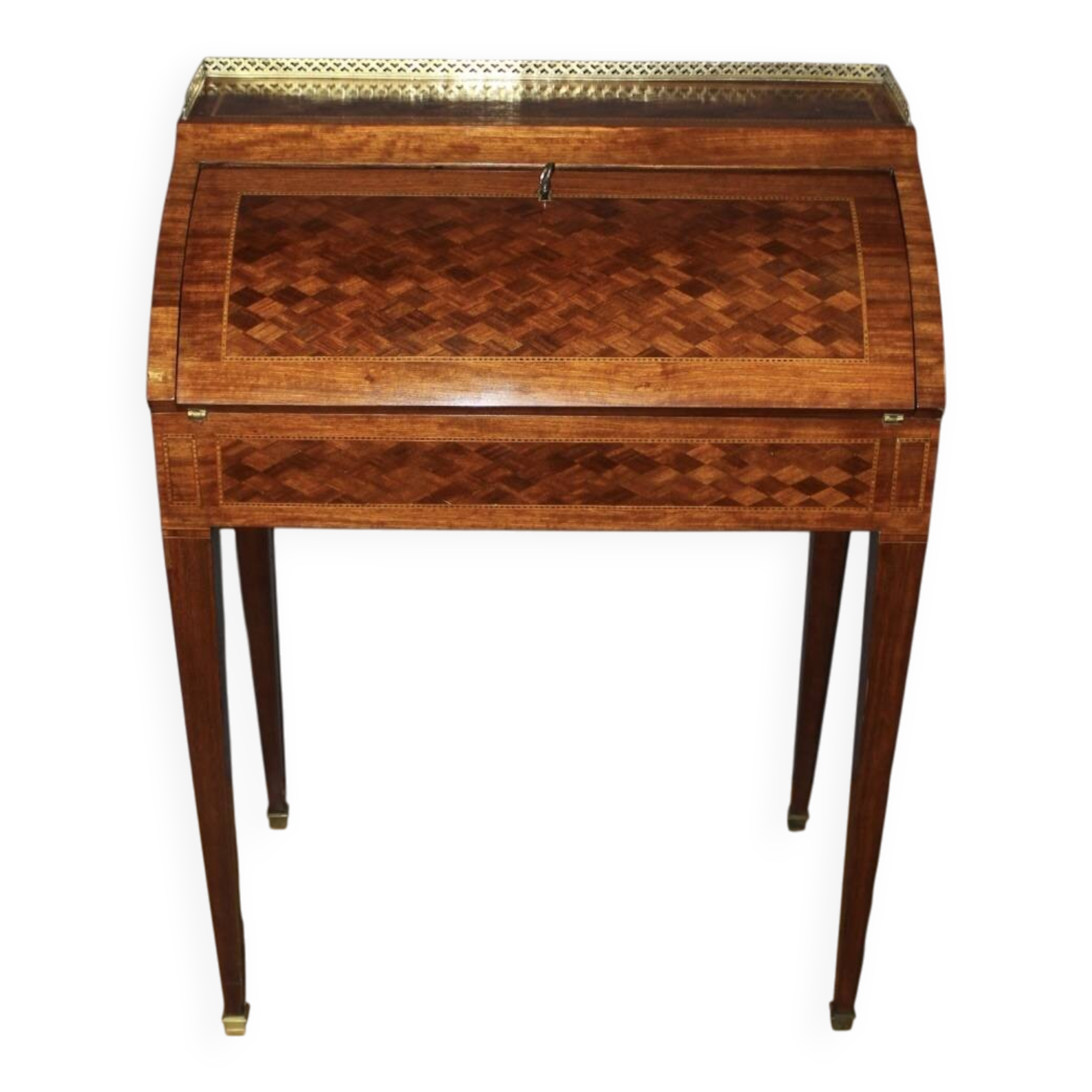Bureau à cylindre en marqueterie de style Louis XVI