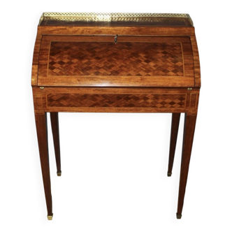 Cylinder desk in marquetry in the Louis XVI style.