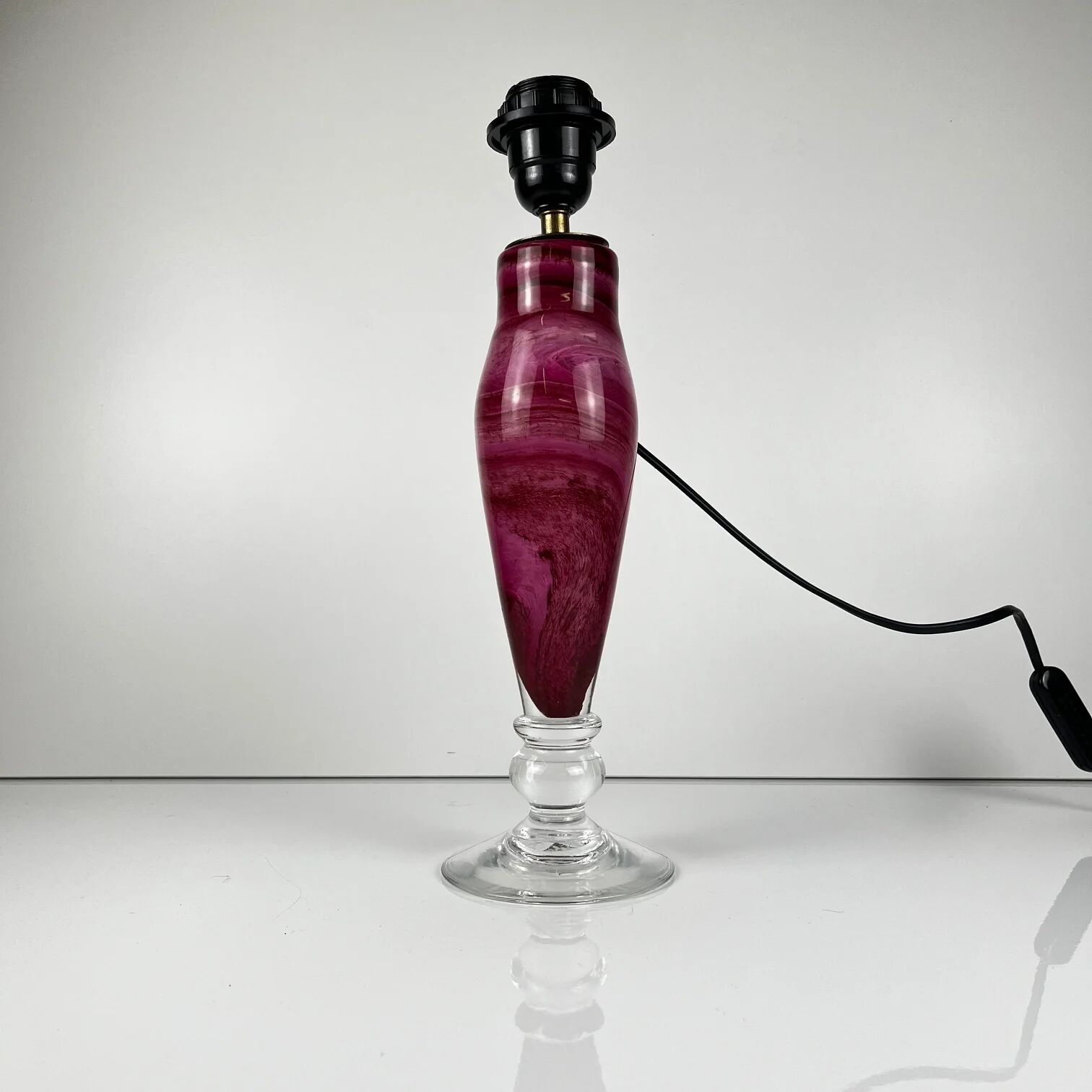 Marbled pink glass lamp base by René Courson (1980/90)
