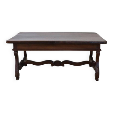 Solid Walnut Coffee Table, Italy, Early 20th Century, Restored