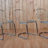 Series of 6 tubular steel chairs