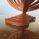 Large Scandinavian arched wooden lamp 60s 70s