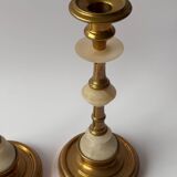 Vintage Brass and Alabaster Candlesticks