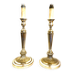 Pair of silver metal candle holder lamp bases