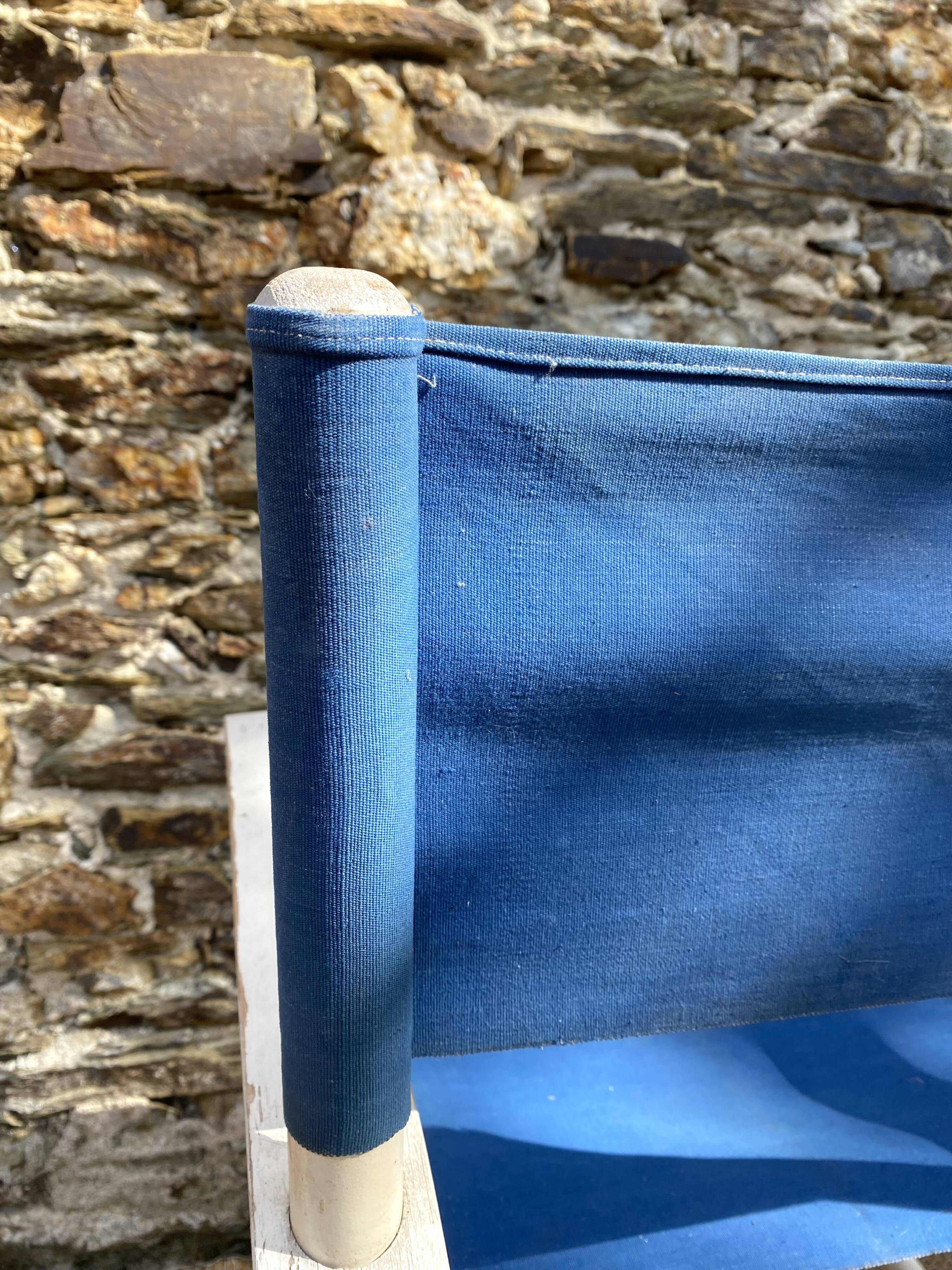 Folding canvas armchair by the sea La Baule 1960s