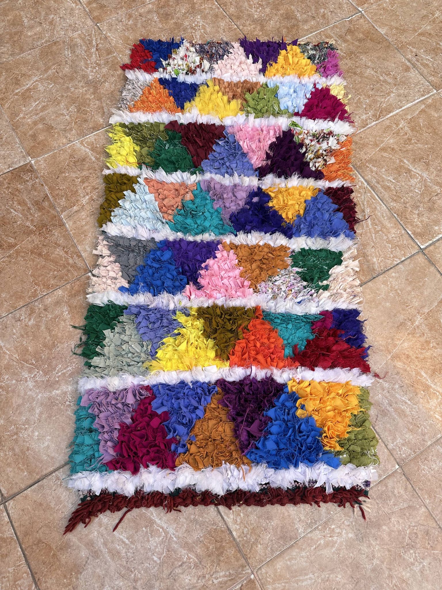 vintage boucherouite rug; berber boucherouite rug 120 cm x60 cm