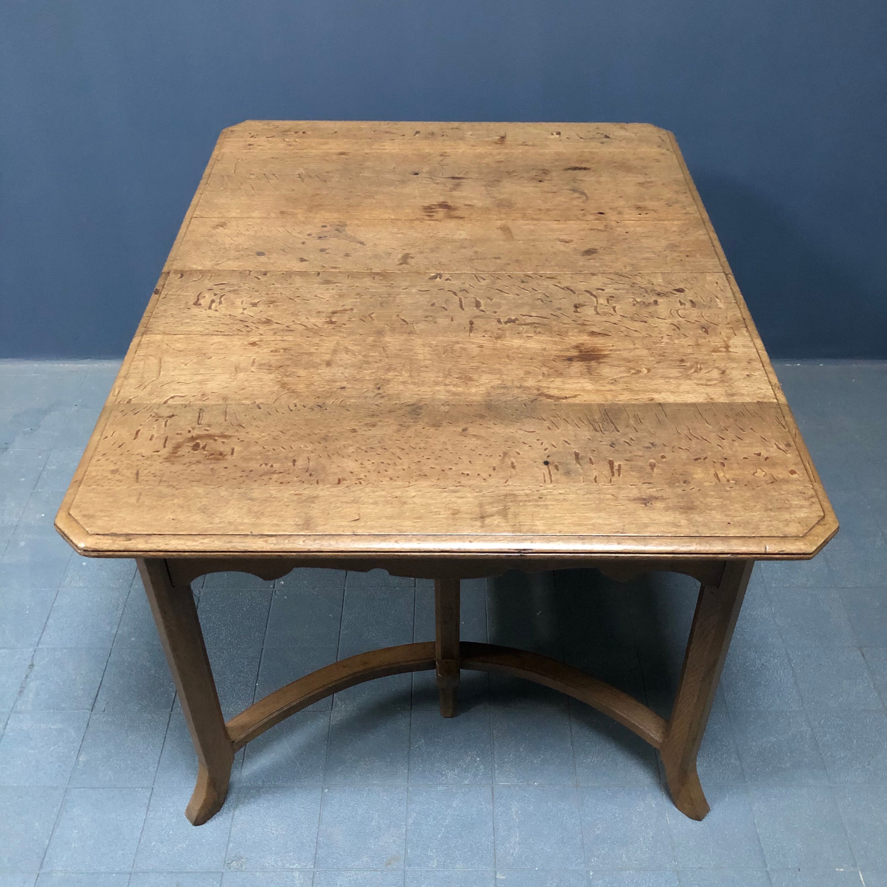 Dutch oak kitchen table in art deco style from the 1930s