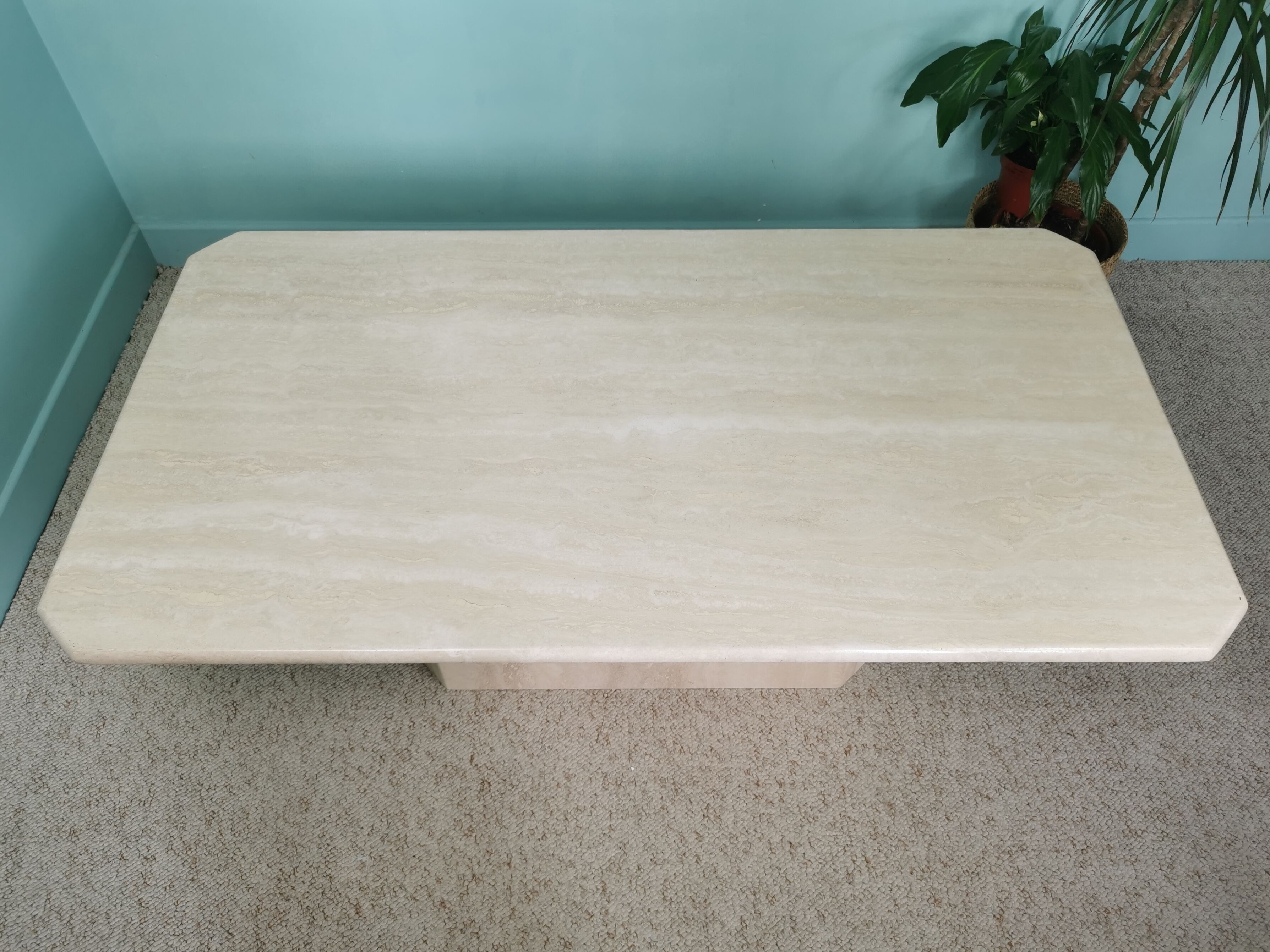 80's travertine coffee table
