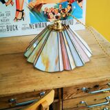 Fan hanging lamp in art deco glass paste year 40/50