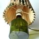 Rockabilly glass footed table lamp with a fabric lampshade, comes direct from the 1950s