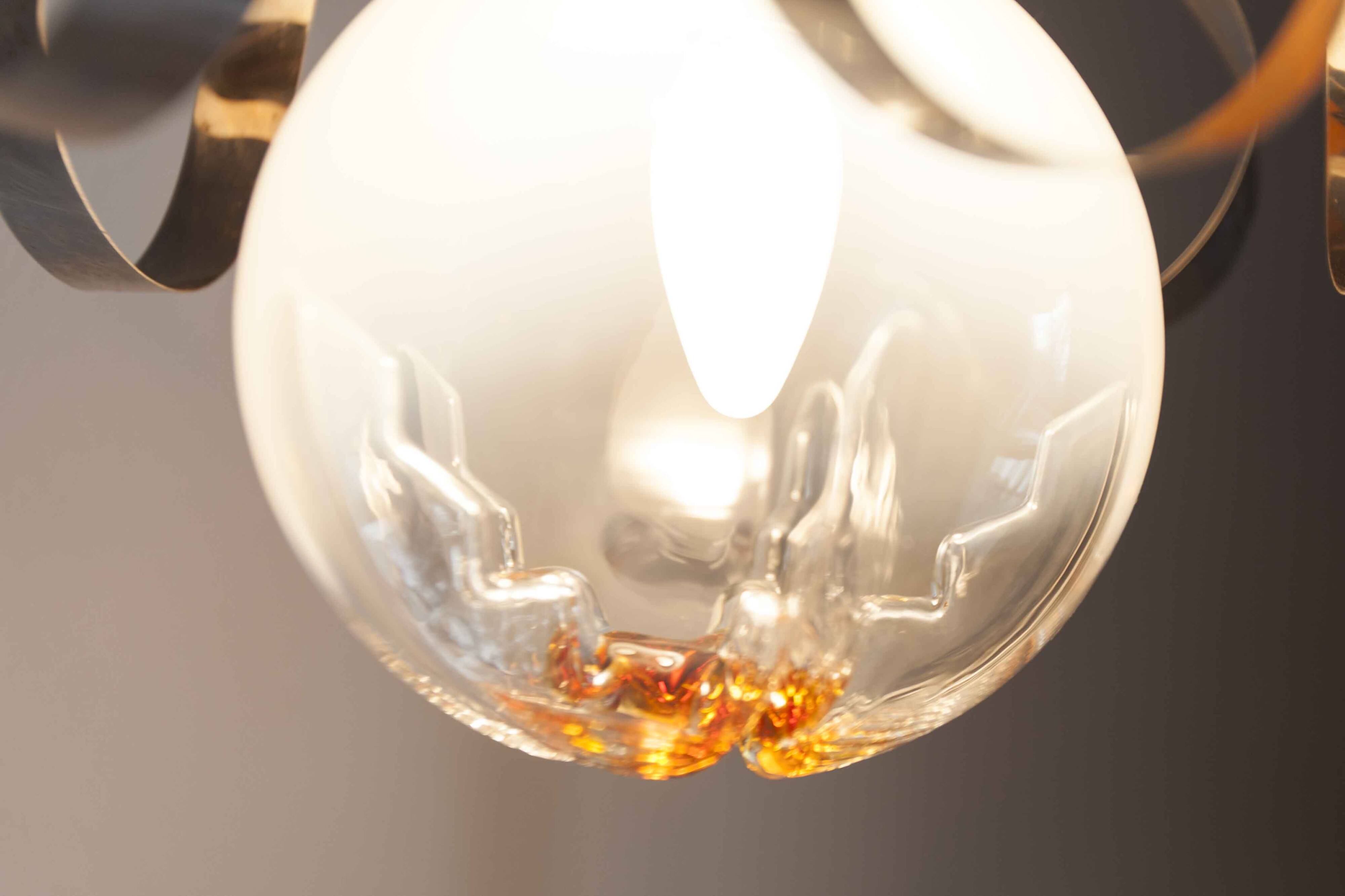 Murano glass globe pendant light, Maazzega edition, Italian design