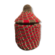 Berber wool and gray and Red raffia basket