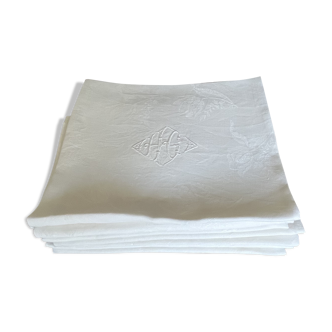 Set of 9 large damask napkins