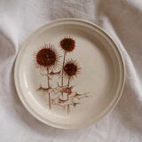 Set of 6 dessert plates in Sarreguemines sandstone, thistle pattern