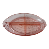 Plat en verre rose à compartiment art déco années 30-40